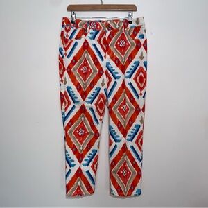 CHICO'S Platinum Colorful Orange Blue Crop Capris Pants Chico's Sz 1 Medium 8